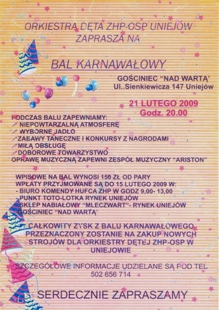 Zaproszenie na bal karnawałowy