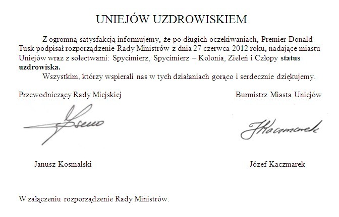 Uniejów wreszcie ze statusem uzdrowiska