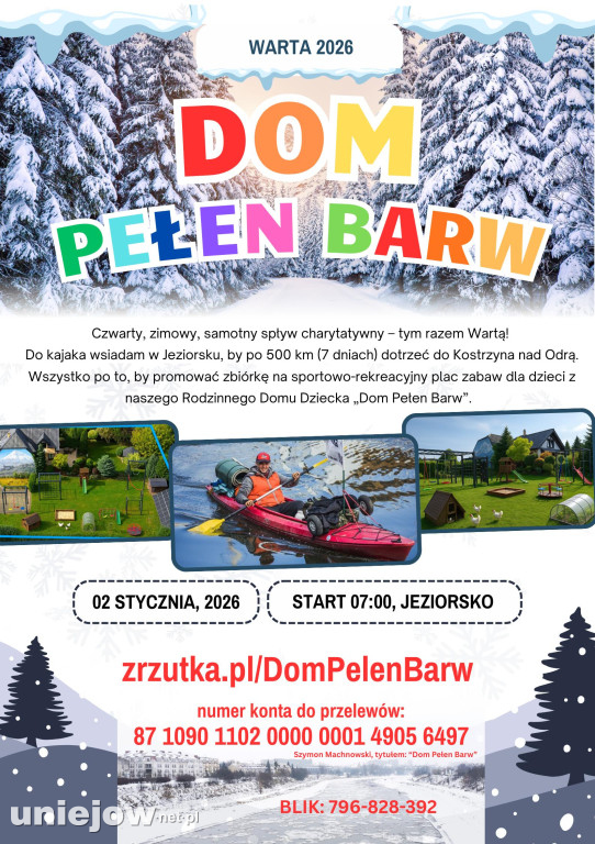 Płynie zimą kajakiem, by zebrać pieniądze