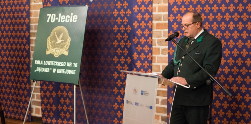 Na zdj. prezes Koła Łowieckiego nr 16 GĘGAWA - Witold Ochapski.