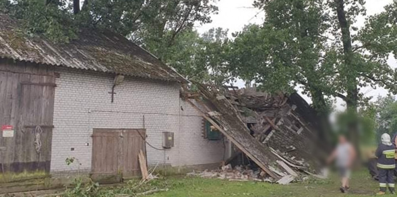 Uniejowscy strażacy kilka godzin temu zostali zadysponowani do Borków Drużbińskich (gmina Pęczniew), gdzie powalone drzewa uszkodziły budynki gospodarcze.