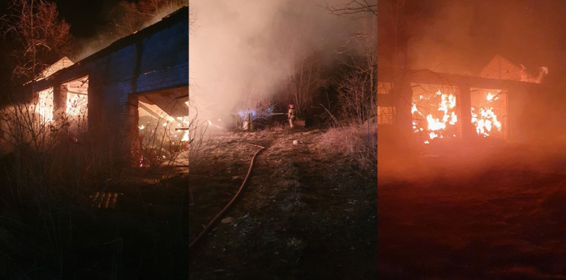 Osiem zastępów straży pożarnej brało udział w gaszeniu pożaru stodoły, do którego doszło w nocy w Skotnikach, gm. Uniejów.  