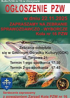 Zebranie Koła PZW nr 16 w Uniejowie