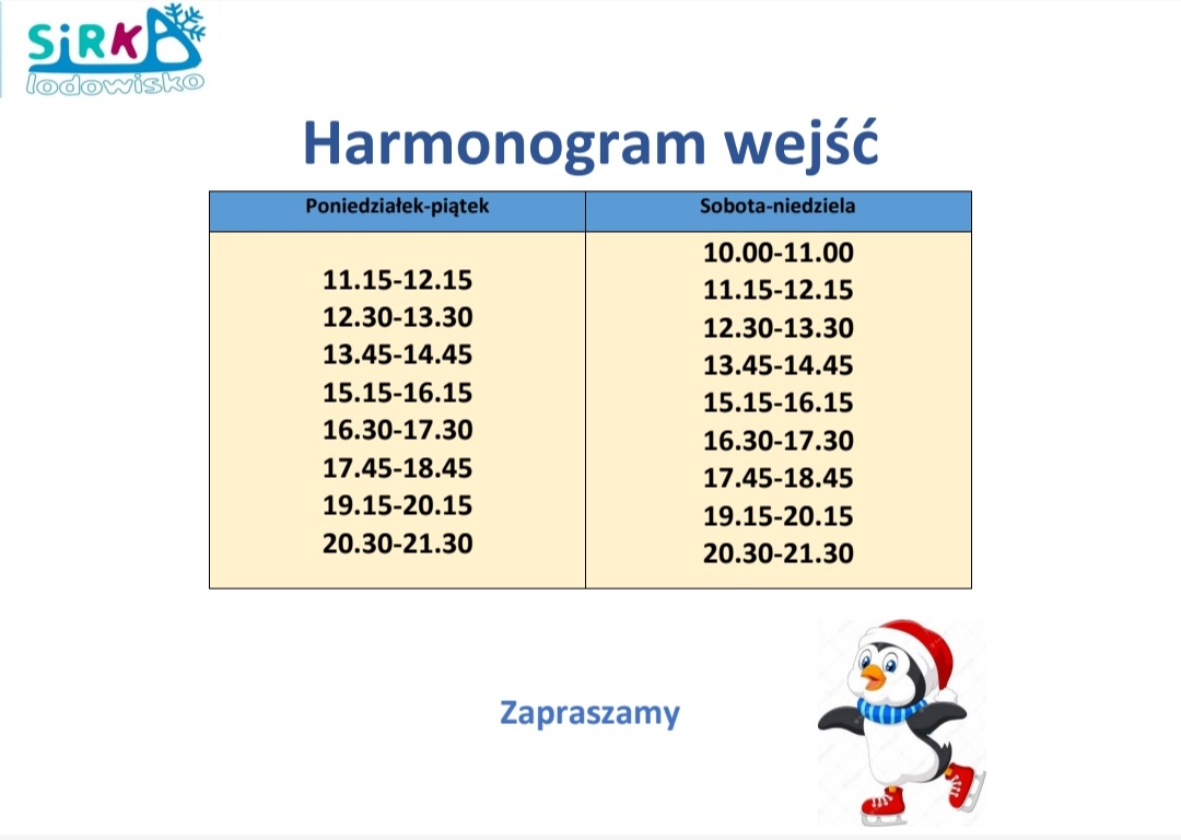 godziny wejść na lodowisko w Uniejowie